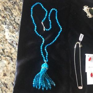 Kendra Scott gold Sylvia teal aqua beaded necklace